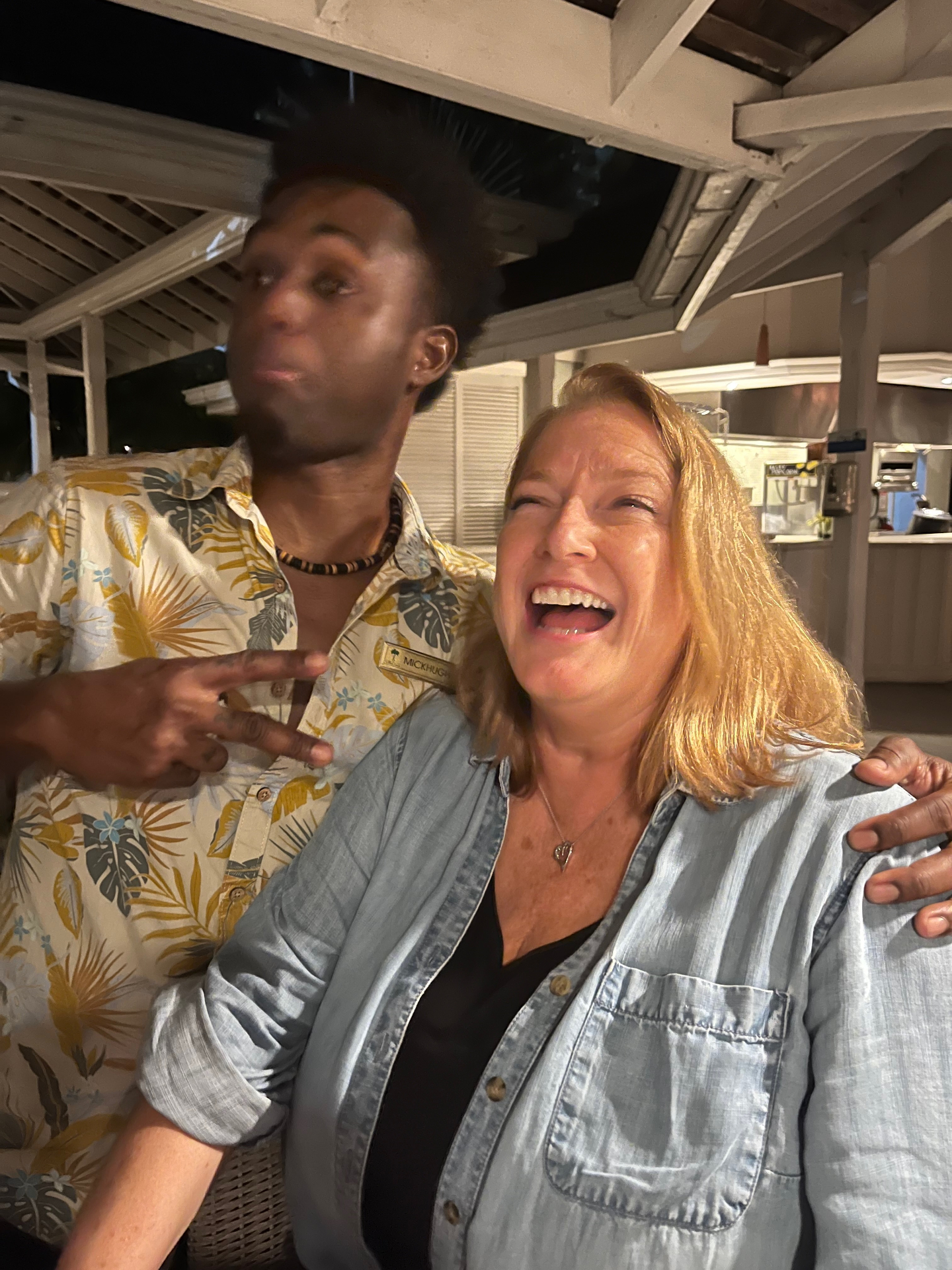 Laughing with friends on vacation
